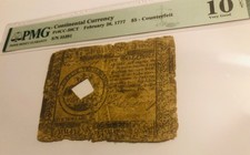February 26 1777 Continental currency Baltimore Maryland MD $5 note not obsolete