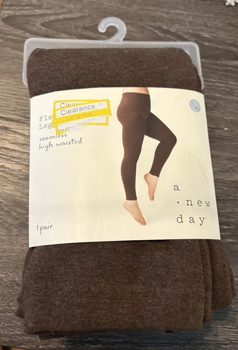 A New Day Heather Brown Fleece Leggings Seamless High Waisted L/XL