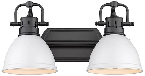 Duncan 8 1/2" High Black Matte White 2-Light Wall Sconce - Picture 2 of 4