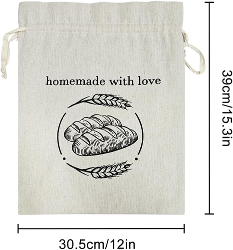 Linen Reusable Bread Bags for Homemade Bread & Sourdough - 2 Pack Breads Bags - - Bild 2 von 12