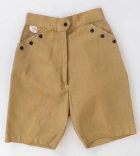 Vintage 1950s Camp Shorts Deadstock Cotton Twill Khaki High Waist