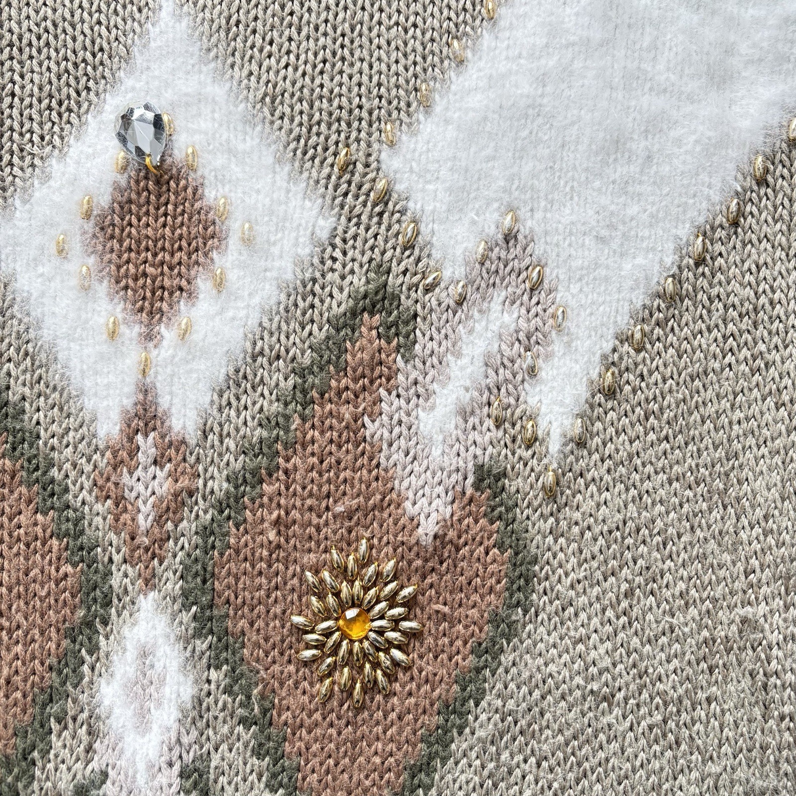 Womens Vintage 80s Long Jumper Patterned Embellished Retro Indie Boho 10 image 3