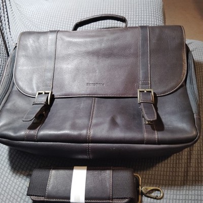 Samsonite Brown Leather Messenger Bag Laptop Briefcase Vintage 