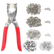 200Set Metal Snap Button Kit 9.5mm Hollow & Solid Prong Snap Button Tool White