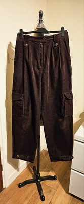 Sandro Chocolate Brown Cargo Corduroy Trousers FR38 UK10