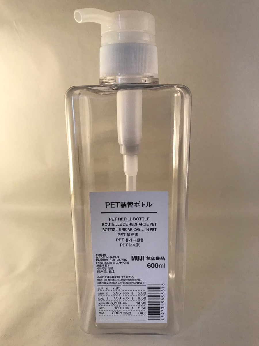600ml Japanese Refill Bottle -by Muji - Soap Dispenser Clear Transparent  Shampoo | eBay