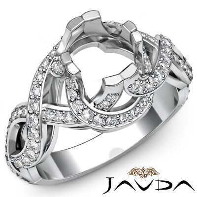 Round Semi Mount Javda Diamond Antique Engagement Halo Setting Ring 1Ctw.