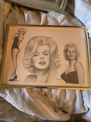 Ultra Rare Marilyn Monroe Framed Hand Drawn Sketch Art By Michael Irvin ...