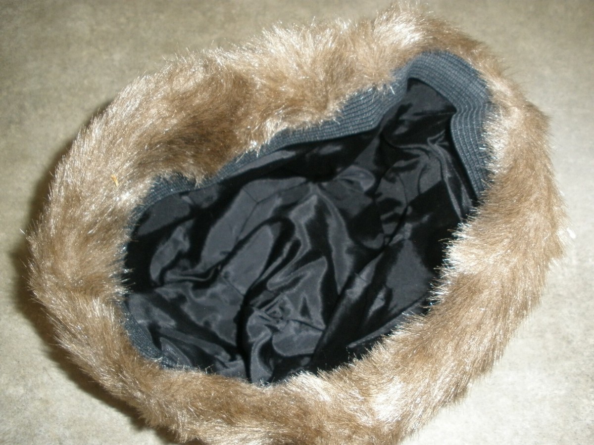 Vintage United Hatters Hat Womens Medium Winter Cossack Faux Fur Brown Handmade Brown Faux Fur Ushanka Hat, Vintage Cossack Style  main image 4