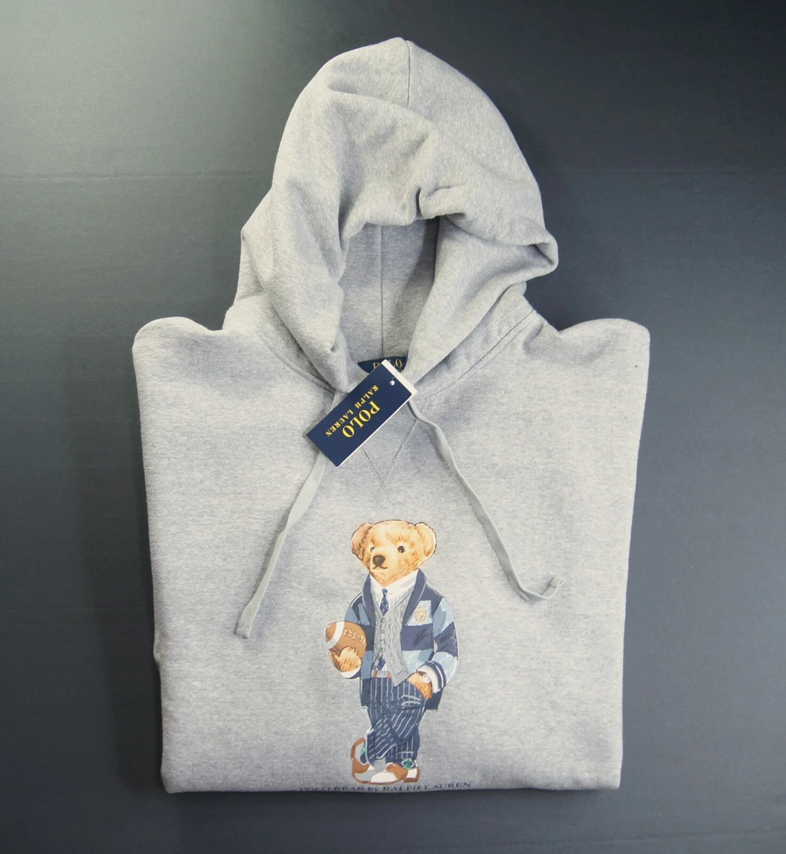 Football bear fleece hoodie hot sale
