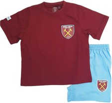 Image of West Ham United F.C. Boys Pyjamas, West Ham T-Shirt and Shorts PJs Set