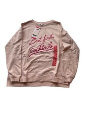 Wildfox Statement Sweatshirt Pink Peach Whip Size XS But First Cocktails