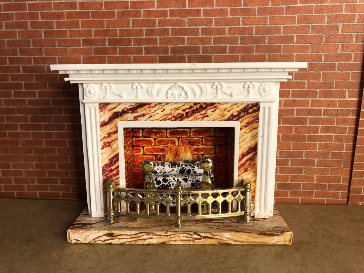Vintage Lundby dollhouse fireplace with u0026#034;marbleu0026#034; surround 1:16 |  eBay