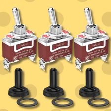 3X SPDT Momentary Waterproof Toggle Switch (On)-Off-(On) Heavy Duty 20A/125VAC