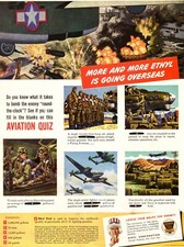1944 WWII Ad for ETHYL GASOLINE , Aviation Quizz B-17s , P-38s more 090821