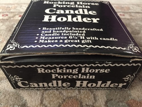 Giftco Rocking Horse Porcelain Candle Holder 6.5” with Candle New Unused In Box - Picture 3 of 8