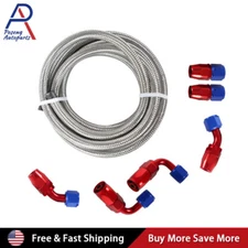 AN10 10AN Fitting Stainless Steel  Braided Gas Oil Fuel Hose End Line Kit 10FT