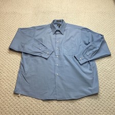 Arrow Button Down Shirt Mens 18.5 36/37 XXL Light Blue Solid Long Sleeve Polin