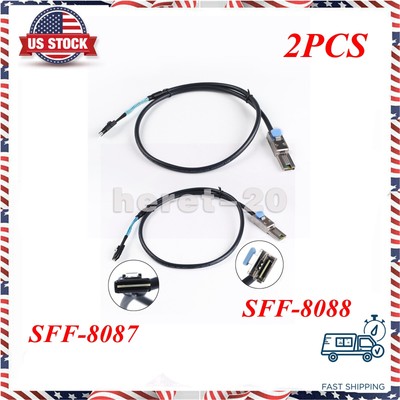 2PCS Internal Mini SAS SFF-8087 36Pin to Mini SAS SFF-8088 26Pin Data Cable 1M