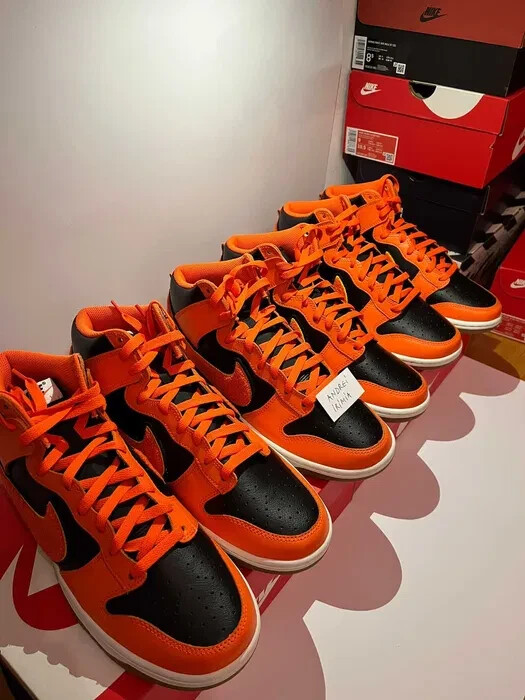 Size 10 Nike Dunk High Chenille Swoosh Safety Orange for sale