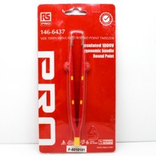 RS Pro 160mm VDE Insulated Rounded Stainless Steel Tweezers 146-6437