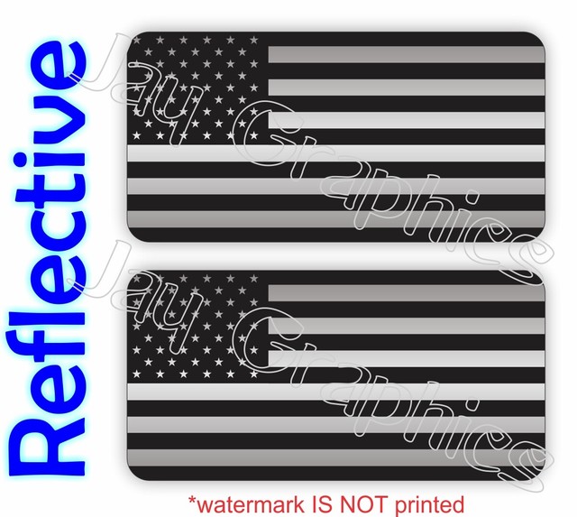 2 Black Ops REFLECTIVE American Flag Hard Hat Stickers USA Patriot