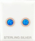GENUINE 1.26 Cts OPALS STUD EARRINGS 14K ROSE GOLD PLATED (.925) - NWT — photo 1