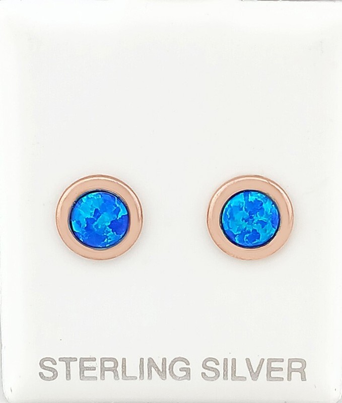 GENUINE 1.26 Cts OPALS STUD EARRINGS 14K ROSE GOLD PLATED (.925) - NWT