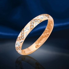 Rotgold Ring Russisches Rose Gold 585 Goldring mit Cubic Zirconia 100% NEU 3 mm