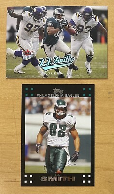 L.J. Smith Lot Of 2 2005 Fleer Ultra & 2007 Topps Philadelphia Eagles EX-NM