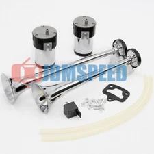 Loud Dual Trumpet Train Air Horn System Kit Car/Truck 12v Chrome Color 