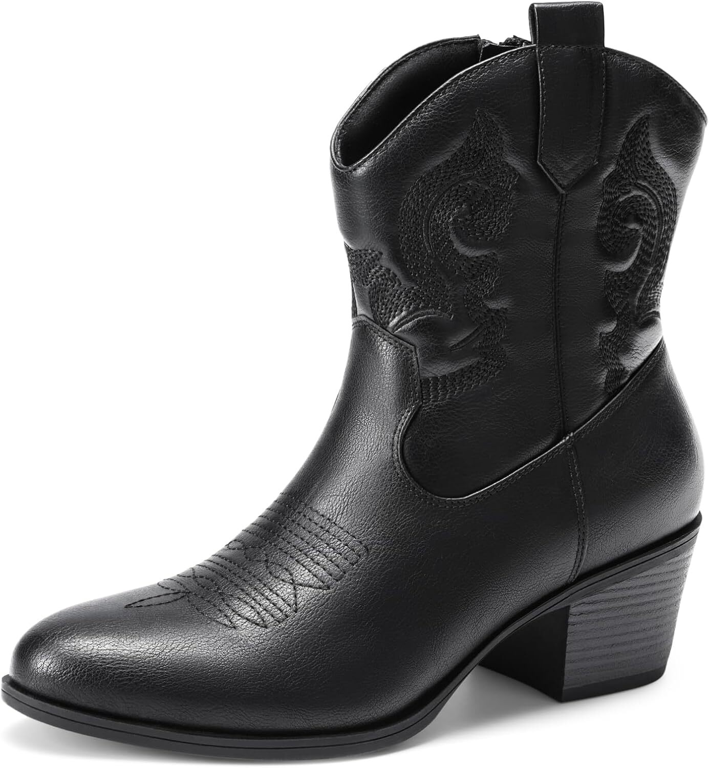 DREAM PAIRS Womens Embroidered Western Cowboy Ankle Boots Stylish Fashion