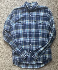 Men  s Express Blue Check Button Down Shirt Size M