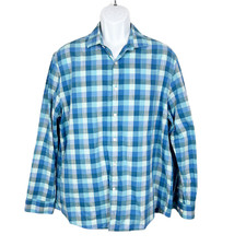 Penguin Button Down Shirt Men Neck 17 Blue Plaid Heritage Slim Fit Long Sleeve