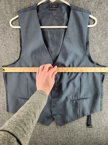 John Varvatos Men Striped Vest Waistcoat Gillet Blue Buttons Poly Rayon Formal - Picture 5 of 11