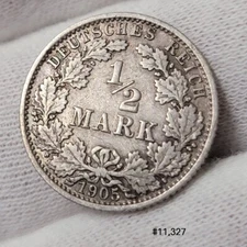 see video 1905 A Germany Silver Half Mark  1/2 mark