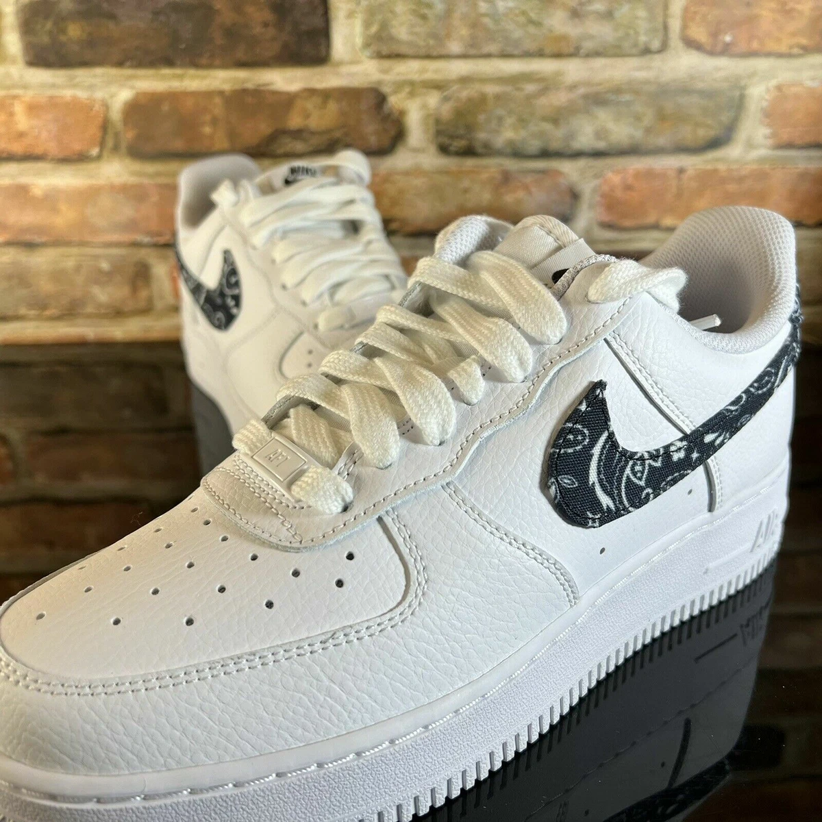 Nike Air Force 1 Low '07 Essential White ‘Black Paisley’ Women’s 9/ Men’s 7.5