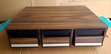 Vtg 3 Drawer 42 Audio Cassette Tape Storage Holder Case Faux Grain plastic