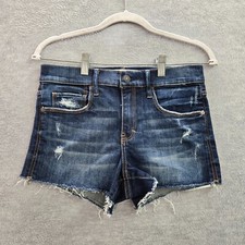 Abercrombie Fitch Women Shorts 2 Blue Denim Cut Off Distressed 2.5 in Inseam