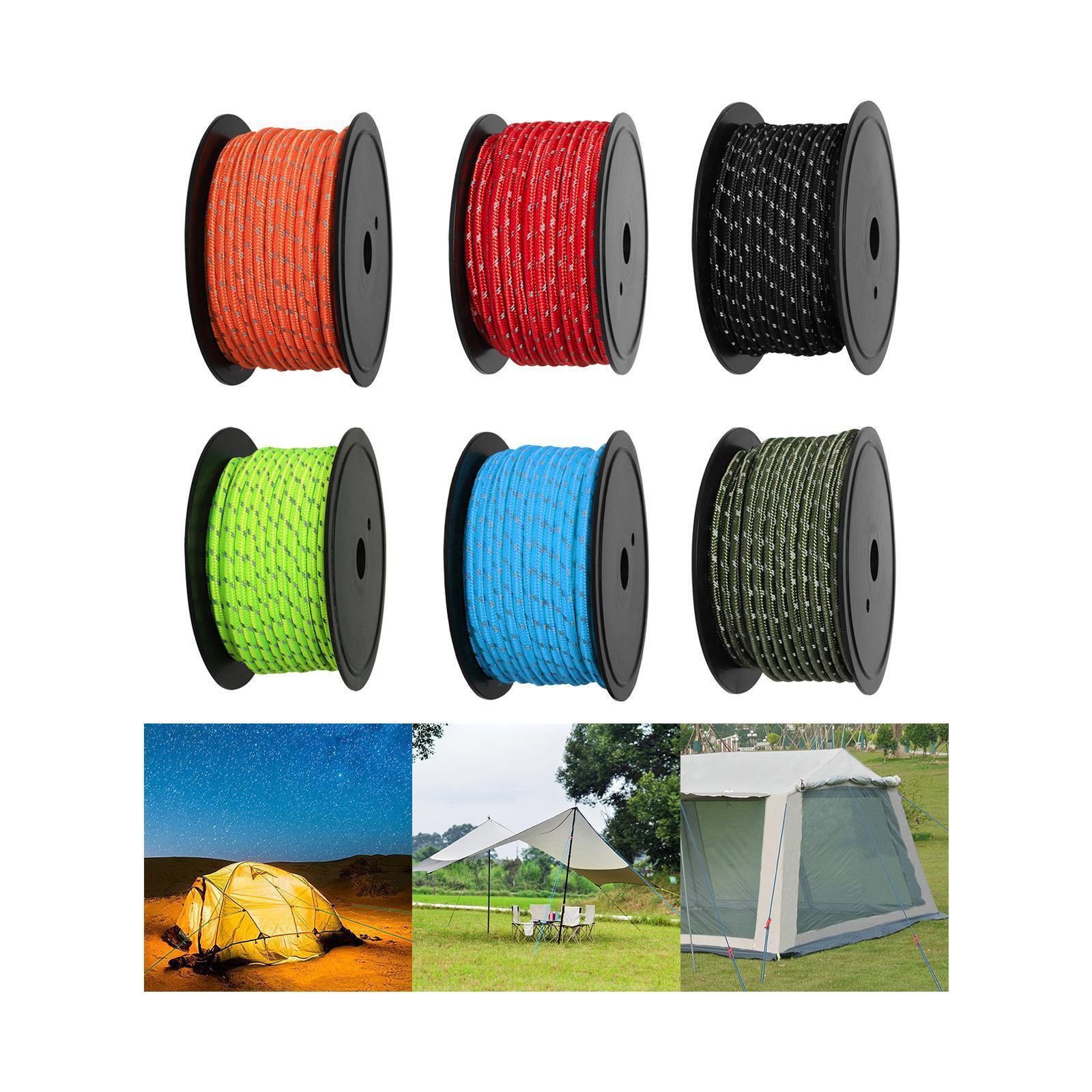 30M 6mm Reflective Tent Rope Guylines, for Hiking Towing Lines Canopy ...