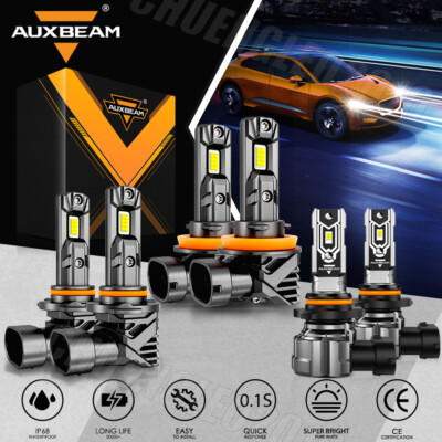 AUXBEAM LED Headlights Hi/Low Beam Fog Light White For Ford EXPEDITION 2019-2024