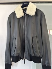 Genuine NEW Louis Vuitton Aviator Leather Jacket Black with Shearling Collar-High NP