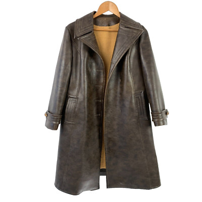 Vintage Le Sauvage Arrow Collar Disco Leather Duster Coat Chest 40