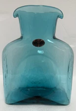 Blenko Glass Water Bottle 384 - Dark Seaspray - Signed by John Blenko