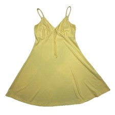 Forever 21 Women Ribbed Sundress Yellow Spaghetti Strap Mini Dress Size M