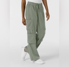 Wink Boundless Classic Modern Fit Wide Leg Double Cargo Scrub Pant Sage SP 