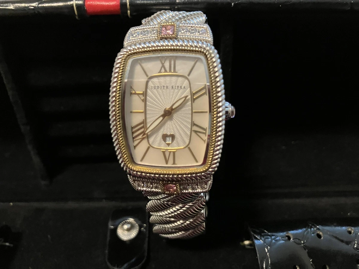 Judith Ripka London Womens Watch 37mm White MOP Dial Gold Tone New Battery 7\