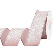 Rose Gold Glitter Wired Ribbon 1.5 Inch 10 Yards Metallic Edge Christmas DIY