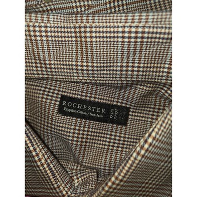 Men's Brown Plaid Button Up Shirt - Egyptian Cotton Rochester