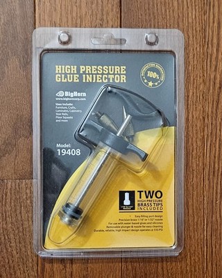 New Big Horn High Pressure Glue Injector 19408 Two Brass Tips Included 1/32 1/16